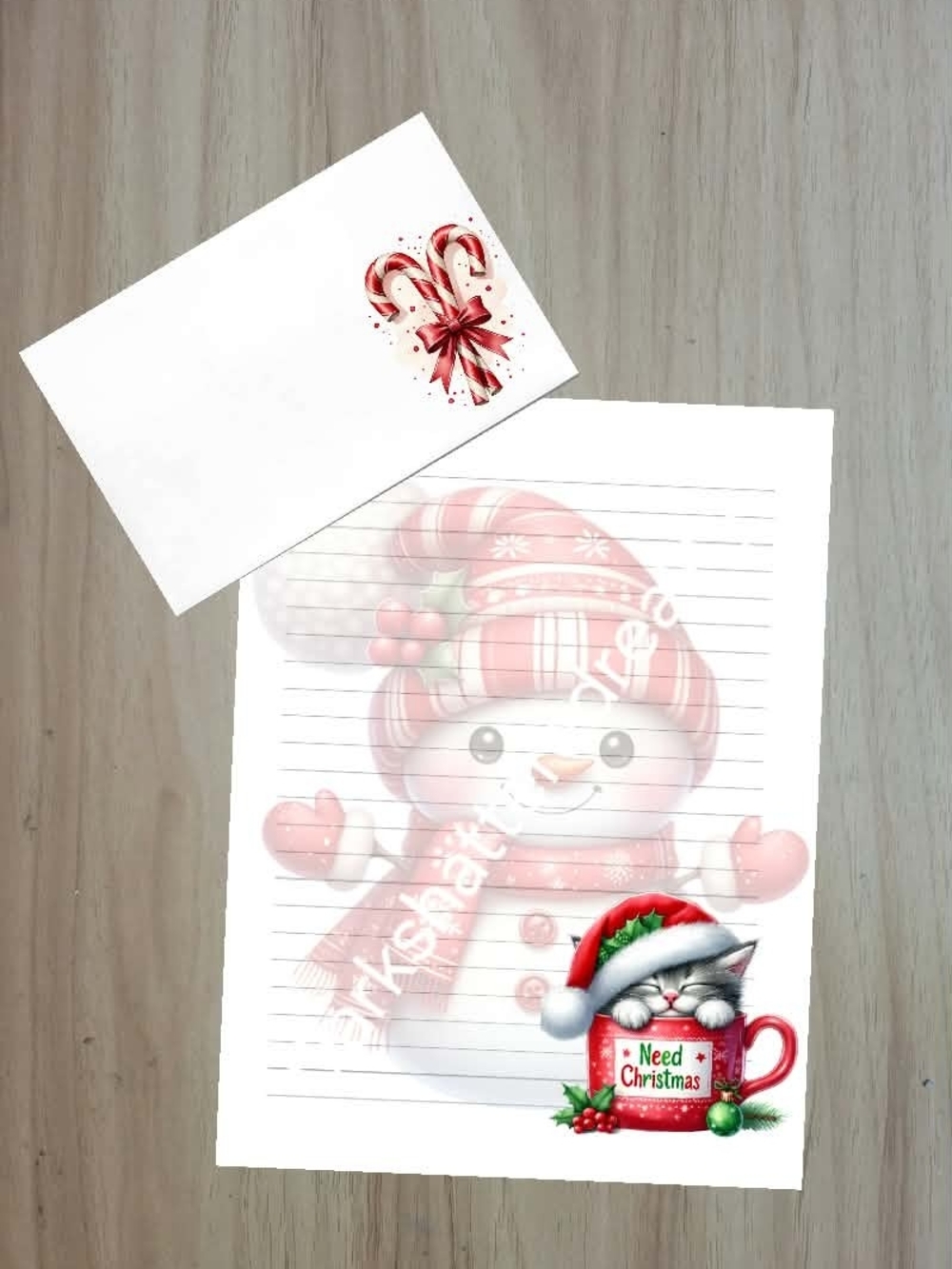 🖤NEW🖤 24pc Hand Crafted White and Red Christmas K8tren Statiinery  Set